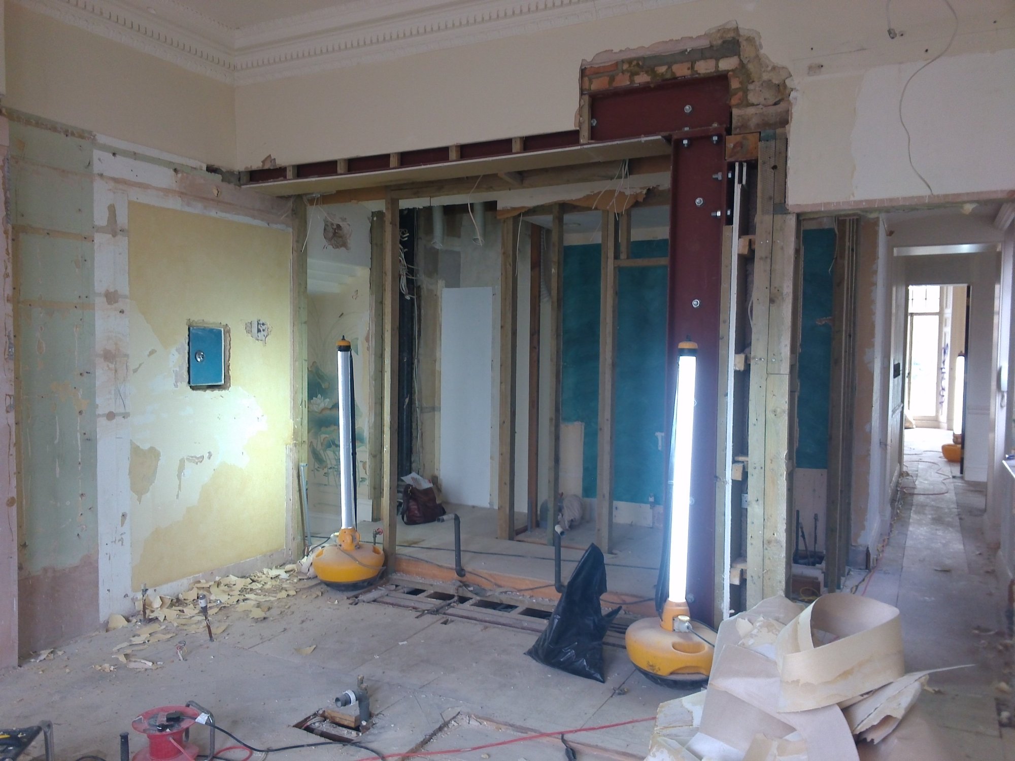 Before — steel beam insertion