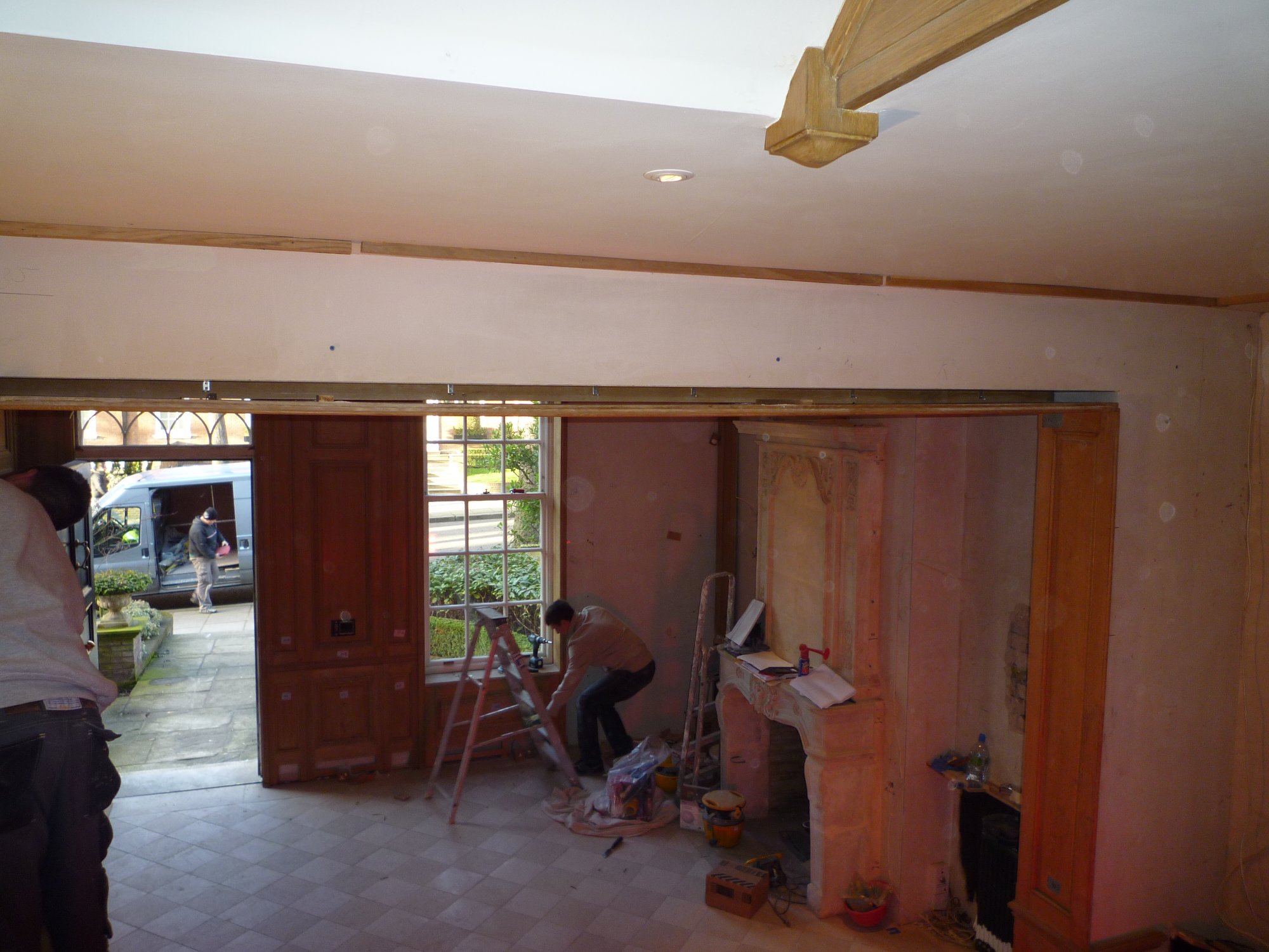 Construction — fireplace area