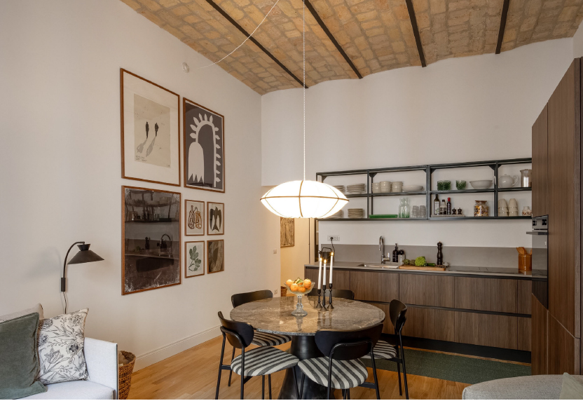 After — kitchen with vaulted ceiling